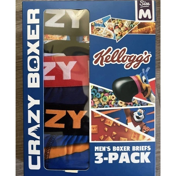 Crazy Boxer 3 Pack Mens XL Boxer Brief Kellogg’s New in Box Fruit Loop… - Picture 10 of 10